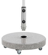 Granit-Sonnenschirmständer mit Rollen, seitliche Perspektive
