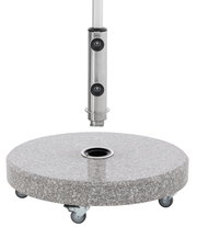 Granit-Sonnenschirmständer mit Rollen, seitliche Perspektive