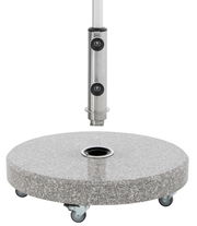 Granit-Sonnenschirmständer mit Rollen, seitliche Perspektive