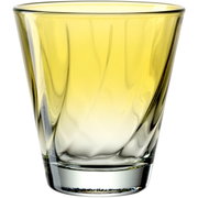 Gelbes Trinkglas Twist mit 215ml Fassungsvermögen, seitliche Perspektive