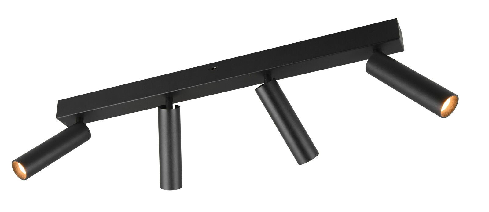 Schwarzer Strahler Ambala mit vier verstellbaren Leuchten, seitliche Perspektive