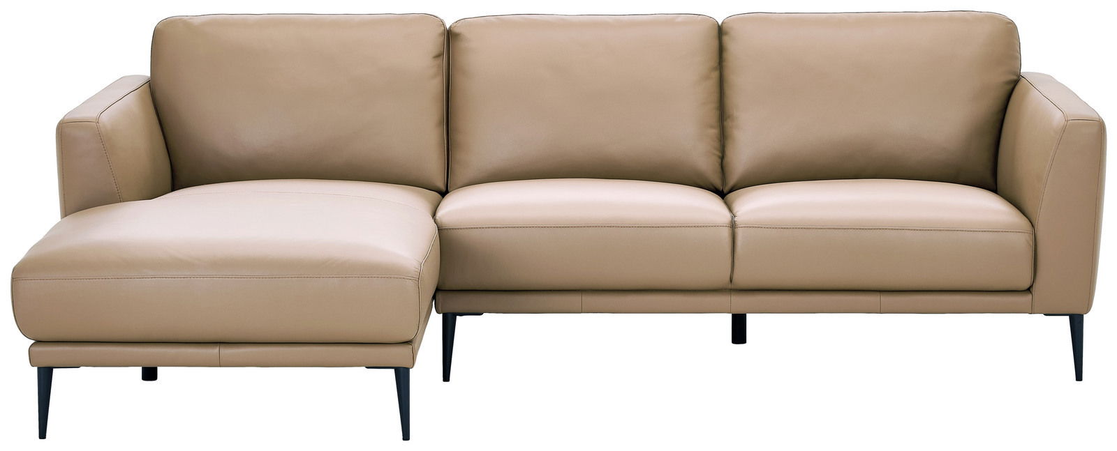 Beige Longchairkombination mit linkem Longchair, frontal betrachtet.