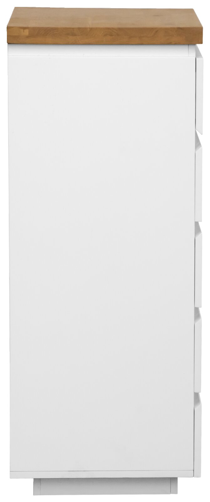 Witte ladekast met houten blad, vooraanzicht