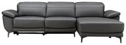 Graue Ledercouch mit Longchair, Frontalansicht
