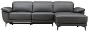 Graue Ledercouch mit Longchair, Frontalansicht