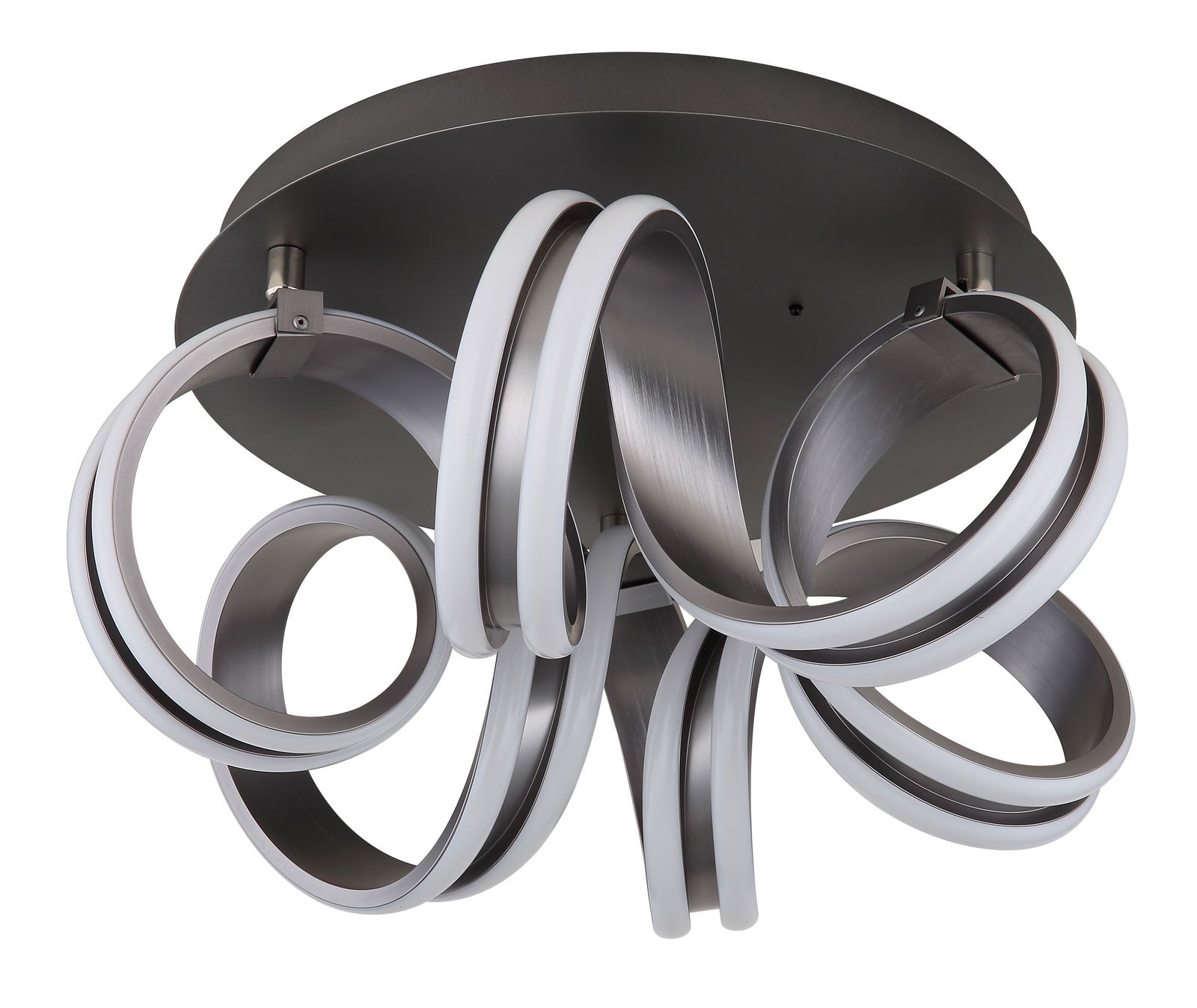 Moderne Deckenleuchte KUNI mit geschwungenem Design, seitliche Perspektive