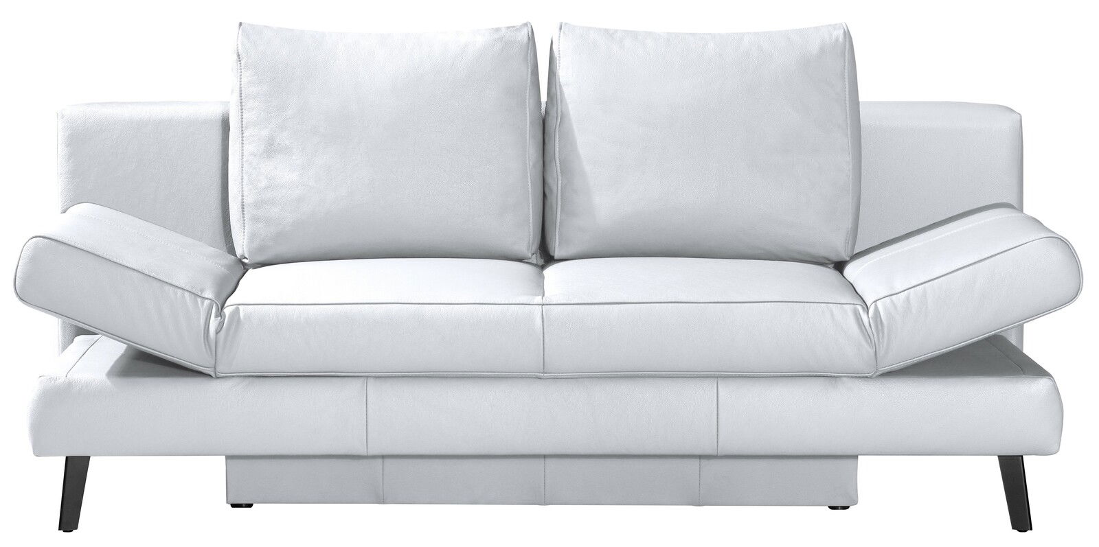 Weißes Querschläfer-Sofa mit verstellbaren Armlehnen, Vorderansicht