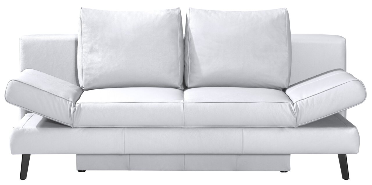 Weißes Querschläfer-Sofa mit verstellbaren Armlehnen, Vorderansicht