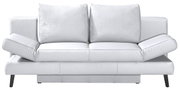 Weißes Querschläfer-Sofa mit verstellbaren Armlehnen, Vorderansicht