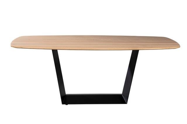 JOOP! Esstisch CURVES Moderner Esstisch mit Holzplatte und schwarzem Metallgestell, Frontalansicht