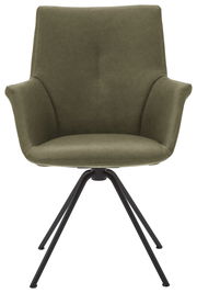 Moderner grüner Sessel mit Metallbeinen, Frontalansicht