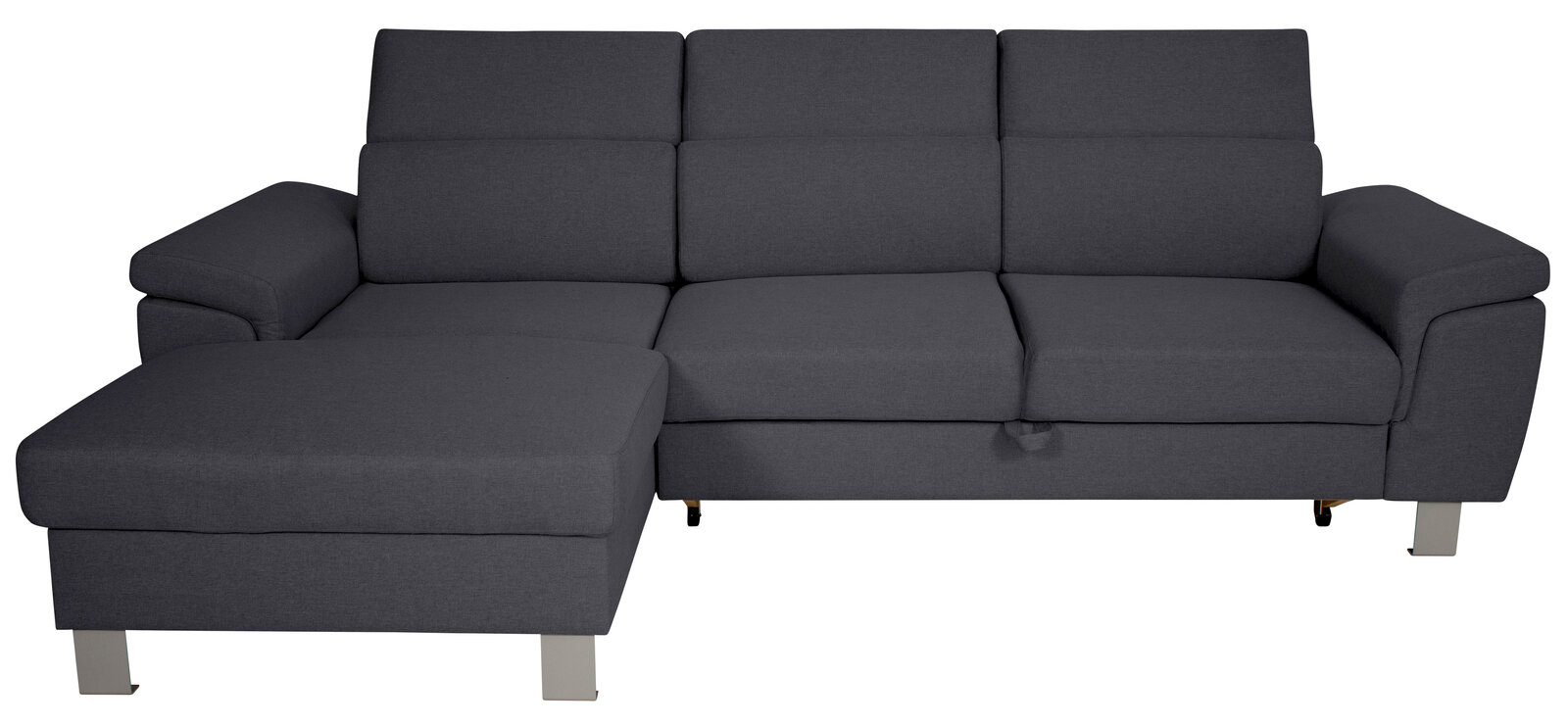 Graues Ecksofa mit linker Ottomane, Vorderansicht