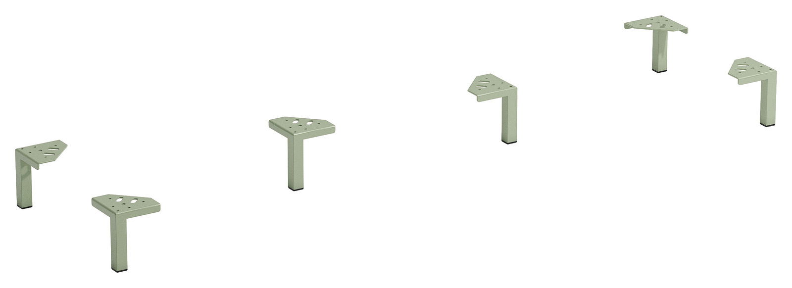 XORA Fuss-Set 6-tlg. Sechsteiliges Fuß-Set in Schilfgrün, perspektivisch von oben gezeigt.