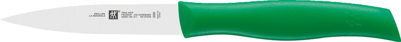 Grünes Küchenmesser mit ergonomischem Griff, seitliche Ansicht
