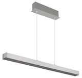 Moderne Hängeleuchte aus Metall in rechteckiger Form, seitliche Perspektive