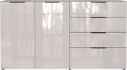 Frontansicht eines modernen XL-Sideboards mit zwei Türen und vier Schubladen in Hochglanzoptik.