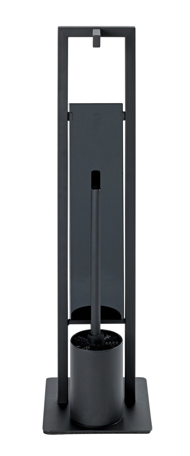 Wenko Stand WC-Garnitur Rivalta schwarz Schwarze Stand WC-Garnitur Rivalta, frontal abgebildet, mit modernem Design und rechteckiger Basis.