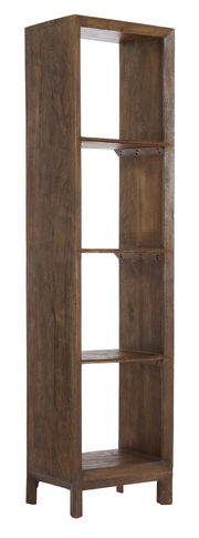 Standregal aus Holz mit vier offenen Fächern, seitliche Perspektive