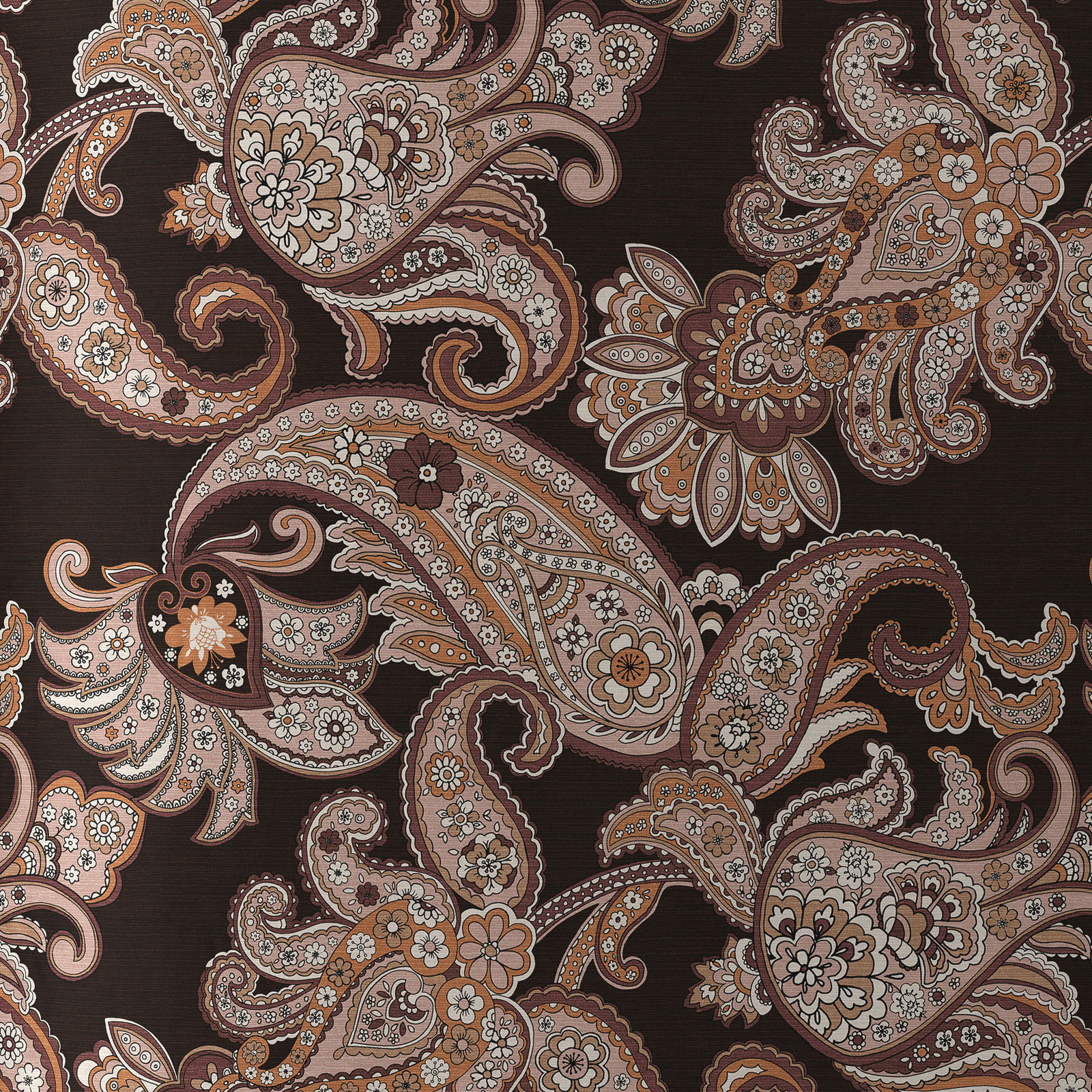 Bettwäsche mit floralem Paisley-Muster in warmen Erdtönen, Draufsicht