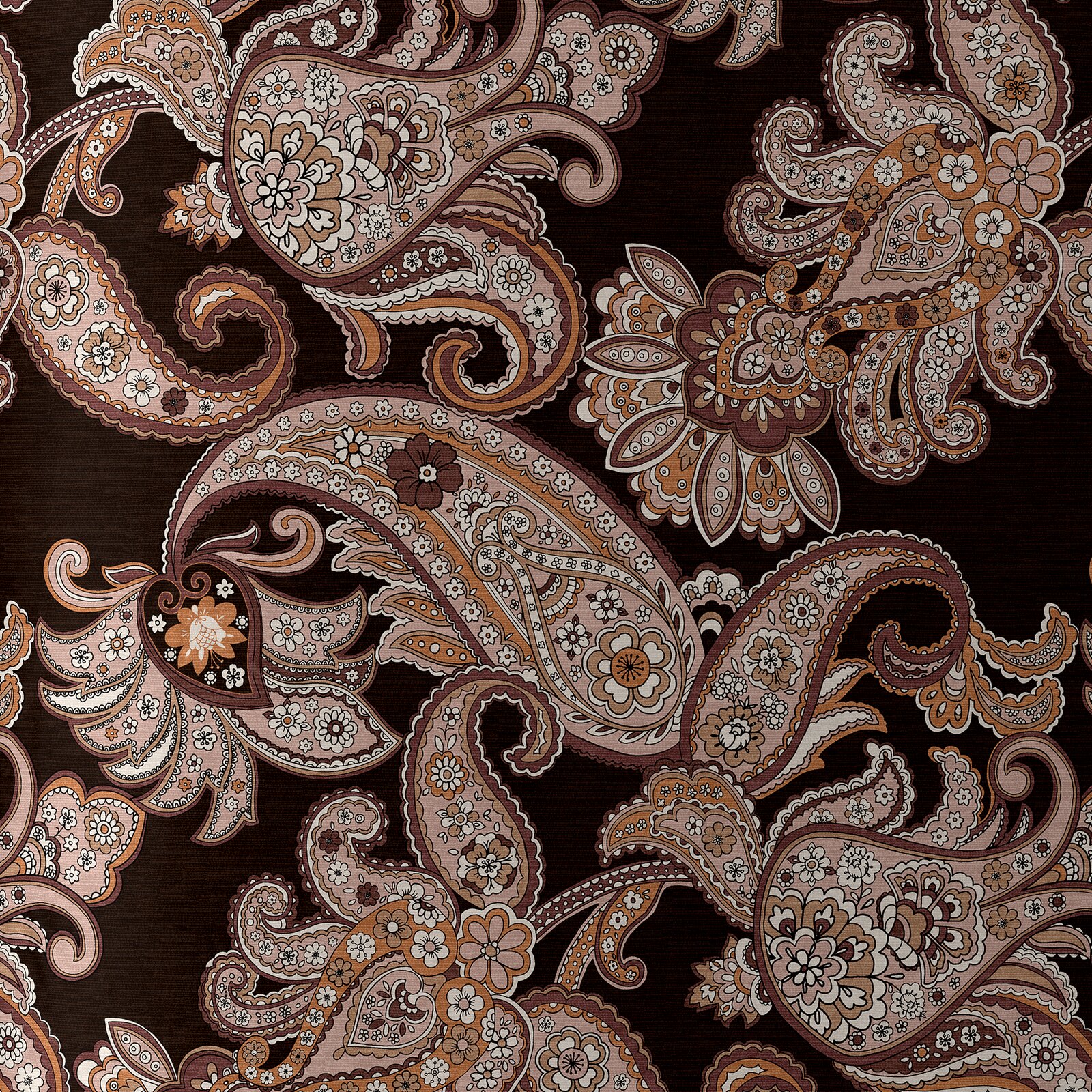 Bettwäsche mit floralem Paisley-Muster in warmen Erdtönen, Draufsicht