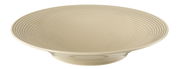 Suppenteller 22,5 cm in sandbeige mit geriffeltem Design, seitliche Perspektive