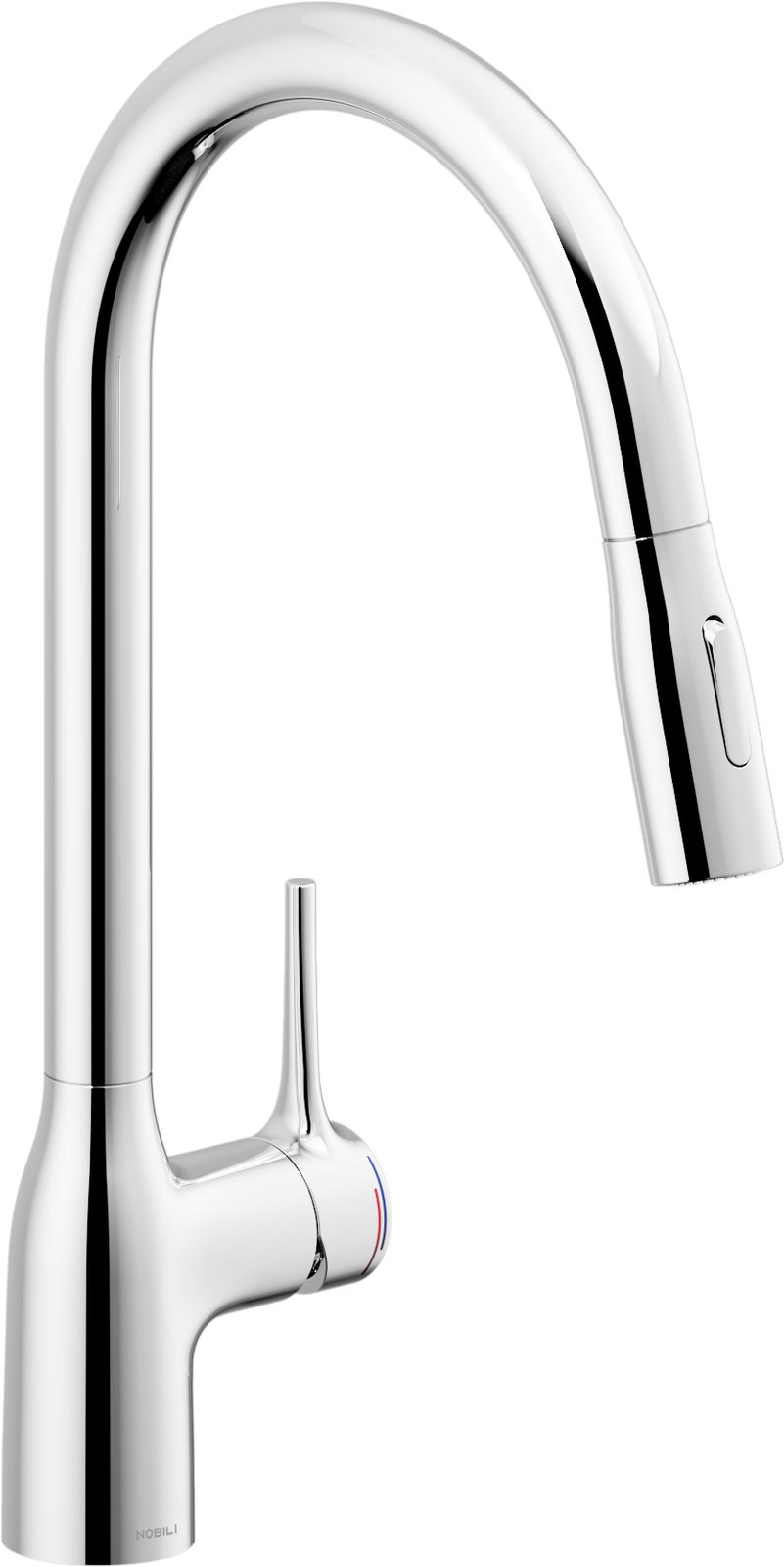 Novel Einhebelmischer Moderner Einhebelmischer in Chromoptik, seitliche Ansicht