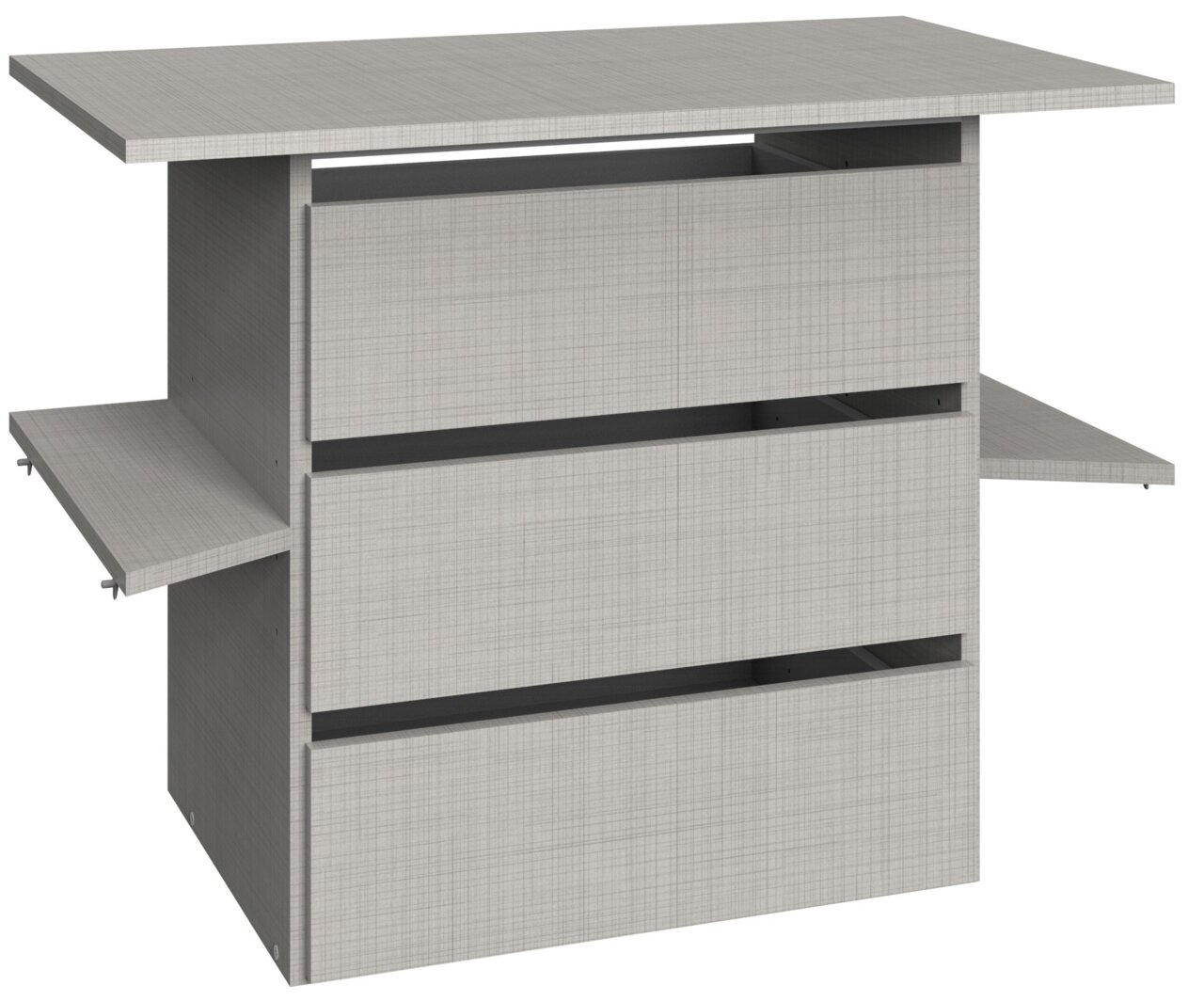 Schubkasteneinsatz mit drei Schubladen, seitlicher Perspektive