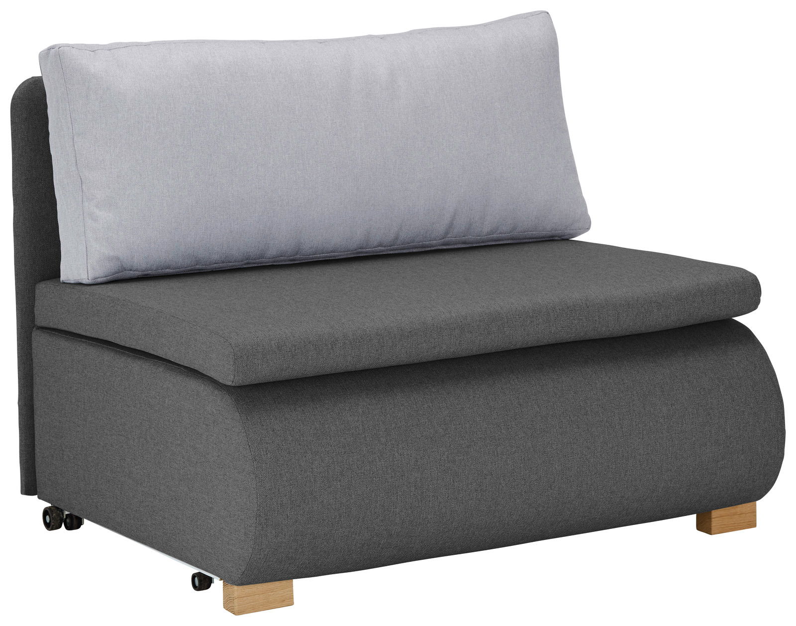 Z2 Schlafsessel KENY Grauer Funktionssessel mit hellgrauem Rückenkissen, seitliche Perspektive