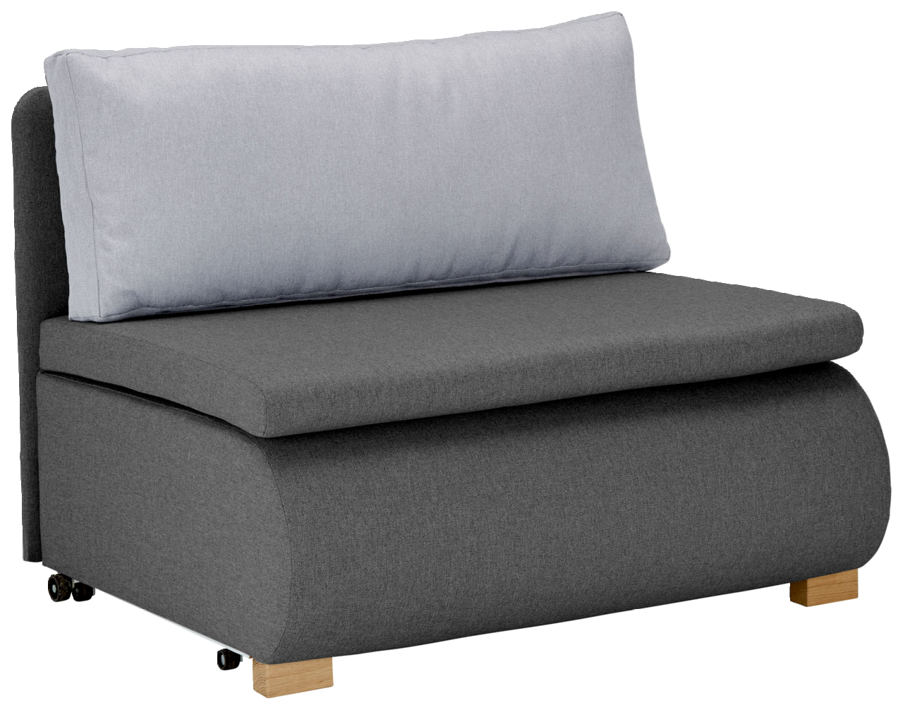 Z2 Schlafsessel KENY Grauer Funktionssessel mit hellgrauem Rückenkissen, seitliche Perspektive