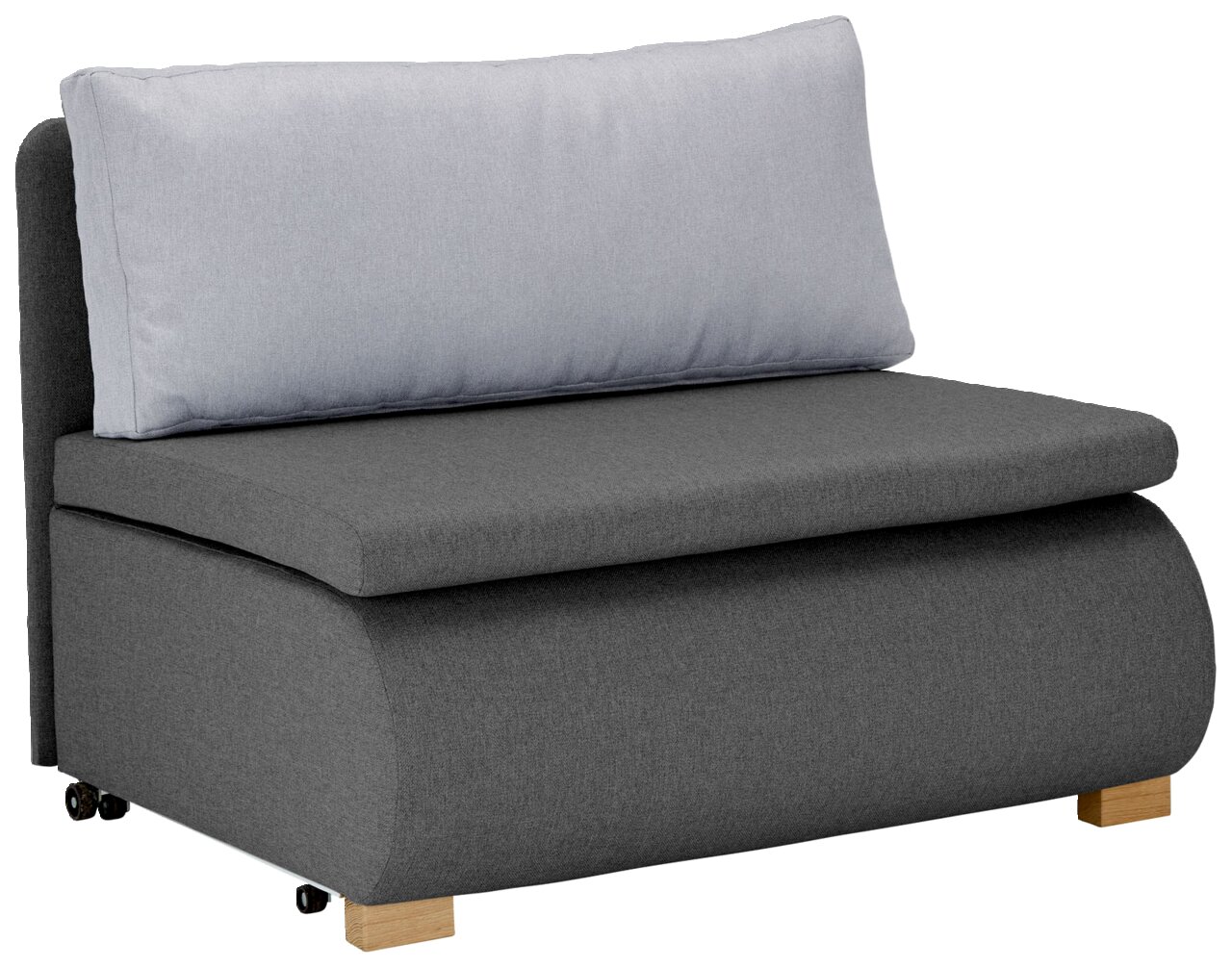 Z2 Schlafsessel KENY Grauer Funktionssessel mit hellgrauem Rückenkissen, seitliche Perspektive