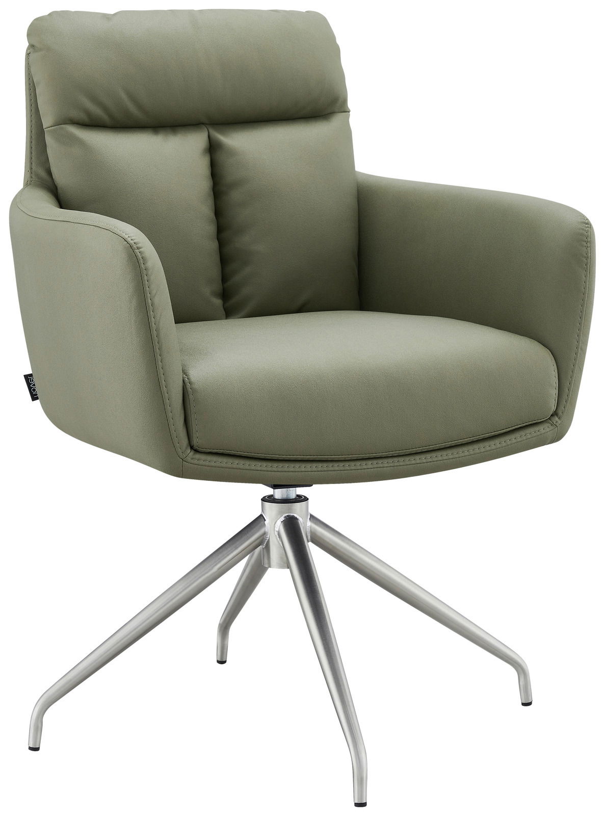 Novel Fauteuil EMMA Grüner Armlehnstuhl mit Metallgestell, Vorderansicht