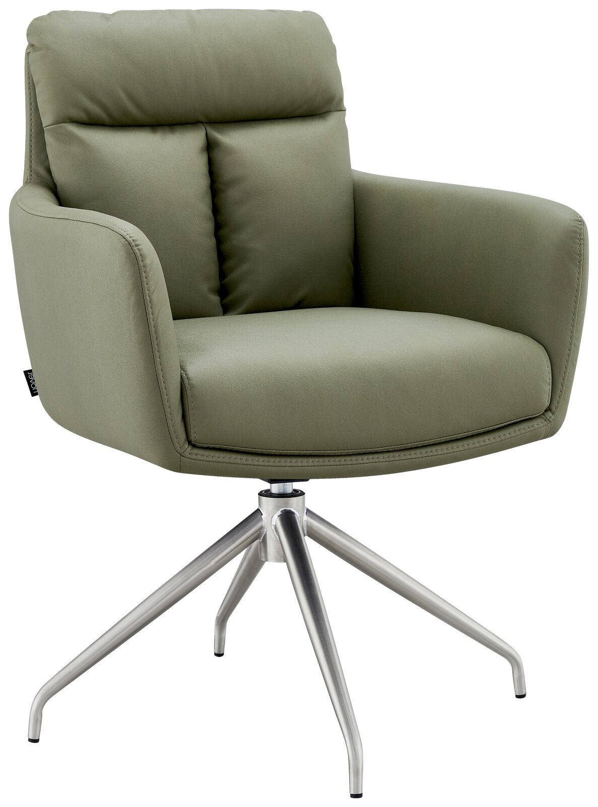 Novel Armlehnstuhl EMMA Grüner Armlehnstuhl mit Metallgestell, Vorderansicht