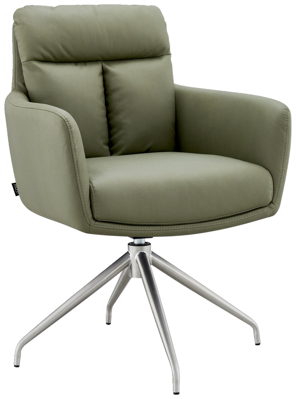 Novel Armlehnstuhl EMMA Grüner Armlehnstuhl mit Metallgestell, Vorderansicht