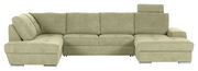 Grünes Ecksofa mit Ottomane, Frontalansicht