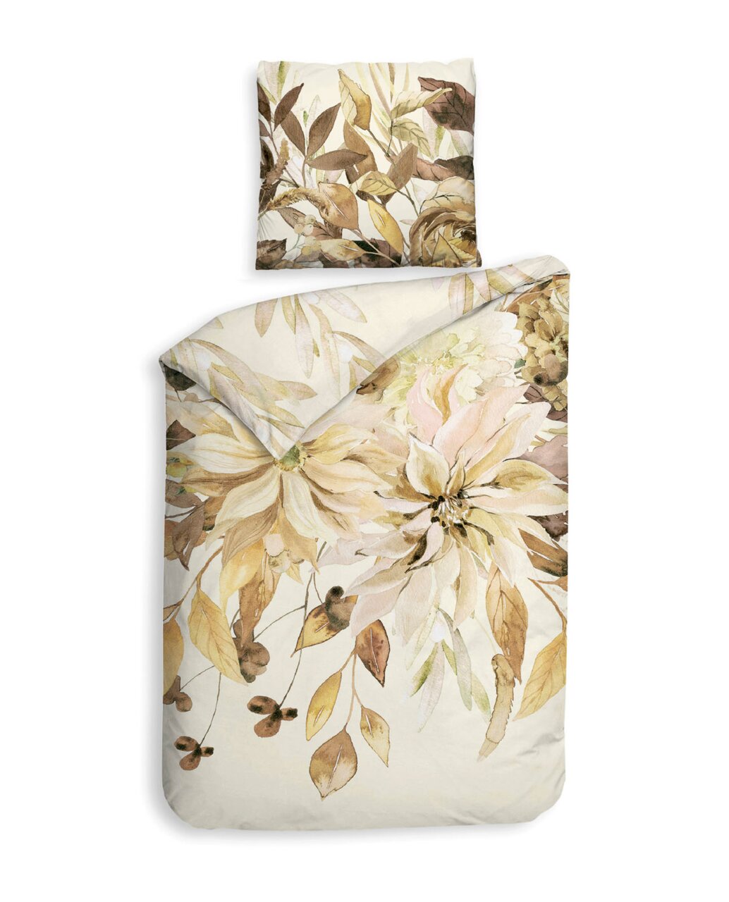 Bettwäsche-Set mit floralem Muster in Off-White, Draufsicht