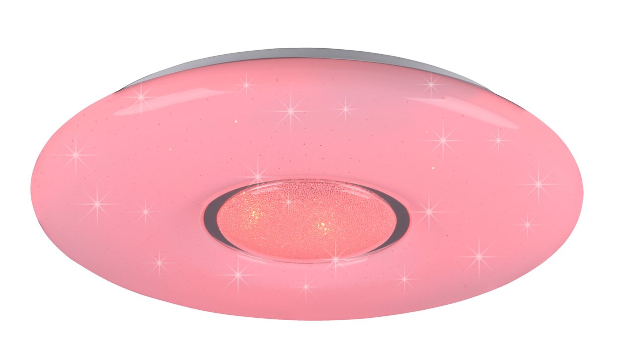 Reality Leuchten Deckenleuchte LIA Rosa Deckenleuchte mit funkelnden Sterneneffekten, Ansicht von unten