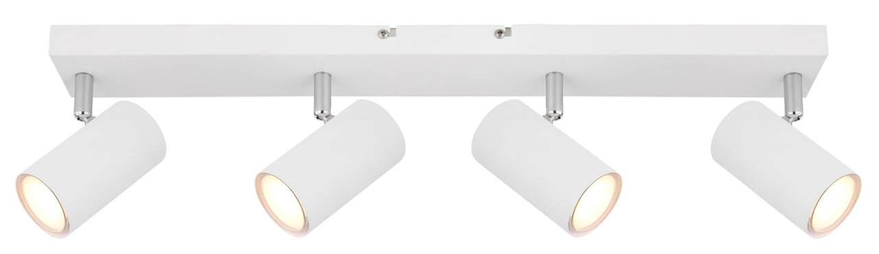 Globo Lighting Strahler ROBBY Moderner weißer Deckenstrahler mit vier verstellbaren Leuchten, seitliche Perspektive
