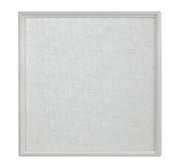 Quadratische LED-Deckenleuchte mit strukturiertem, weißem Diffusor, Ansicht von vorne.