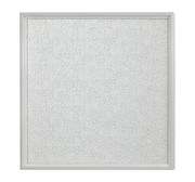 Quadratische LED-Deckenleuchte mit strukturiertem, weißem Diffusor, Ansicht von vorne.