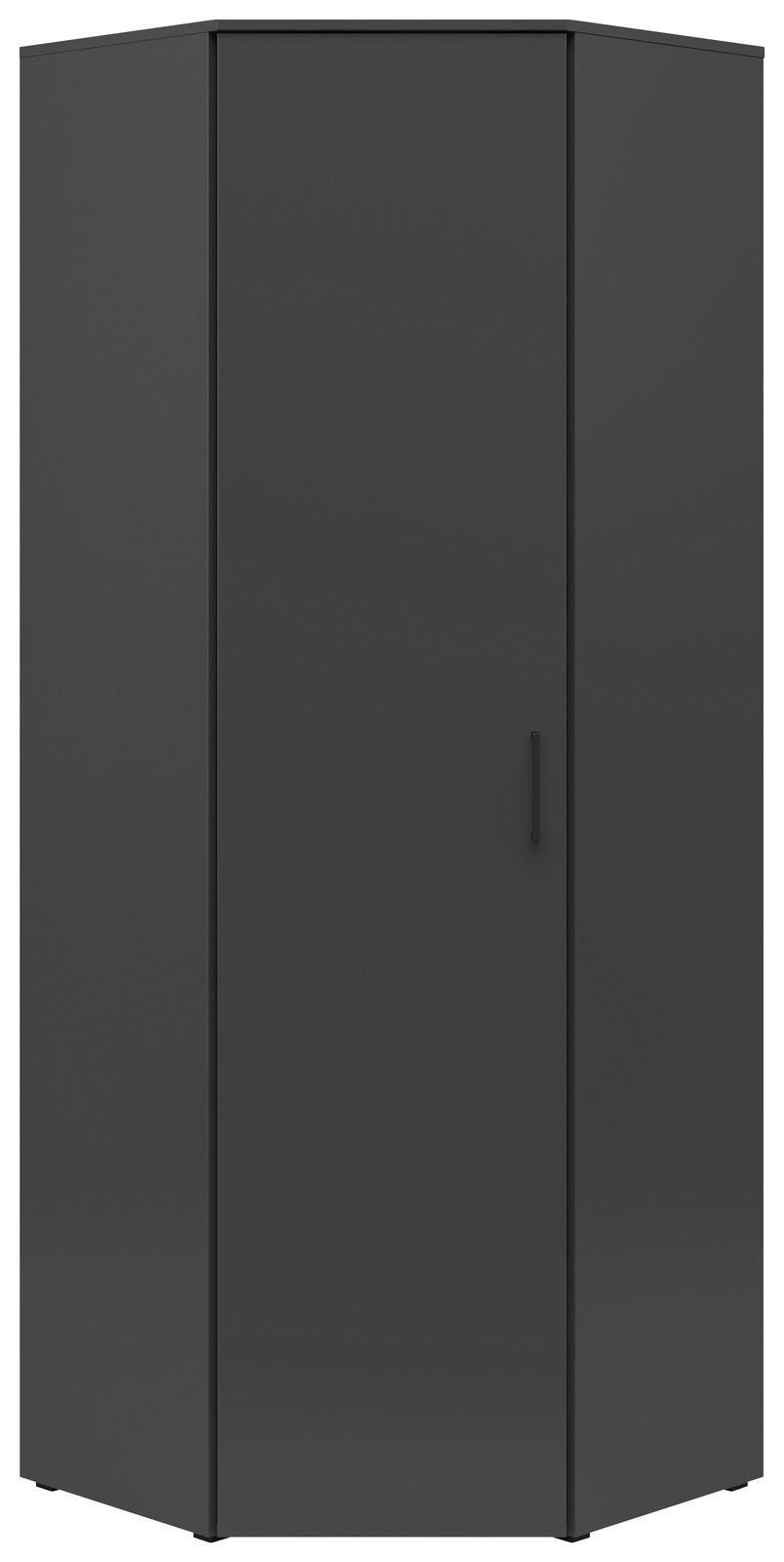 Carryhome Eckschrank MULTISTAURAUM Schwarzer Eckschrank mit einer Tür und einem Griff, frontal betrachtet.