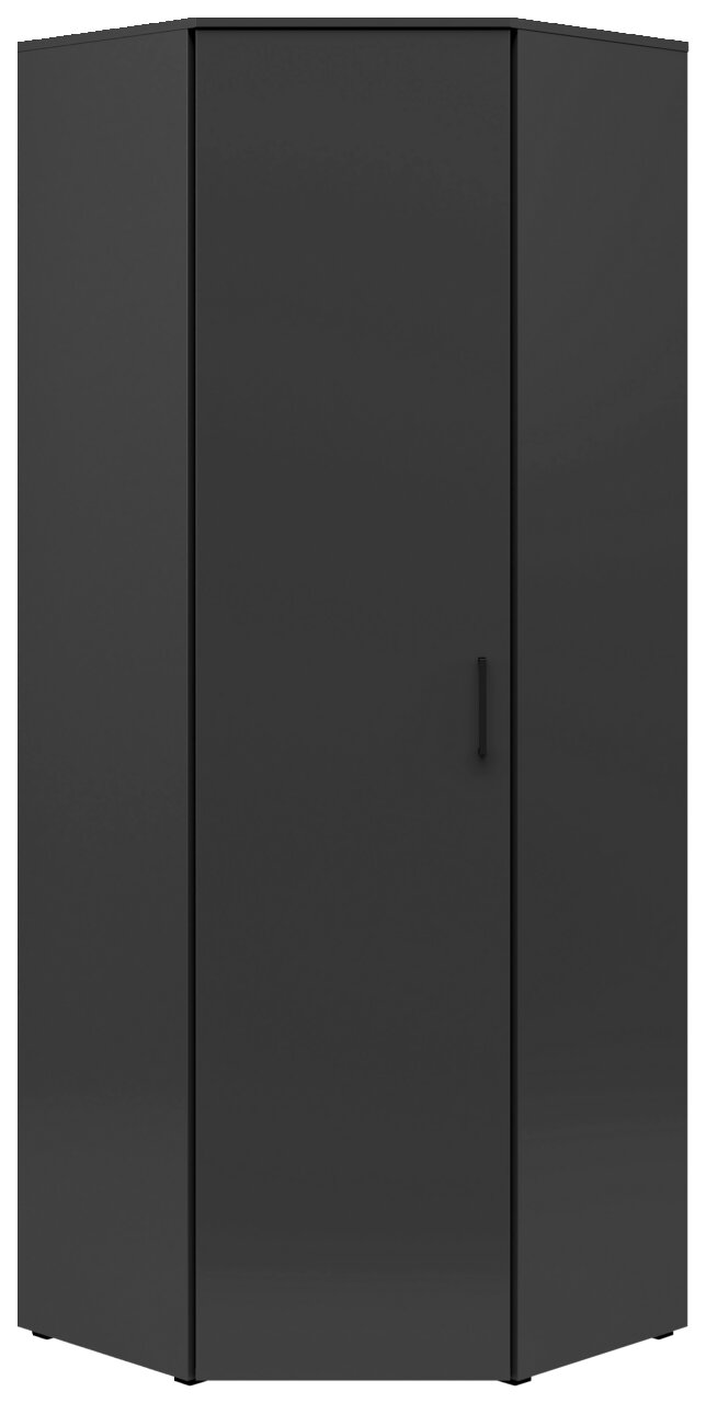 Carryhome Eckschrank MULTISTAURAUM Schwarzer Eckschrank mit einer Tür und einem Griff, frontal betrachtet.