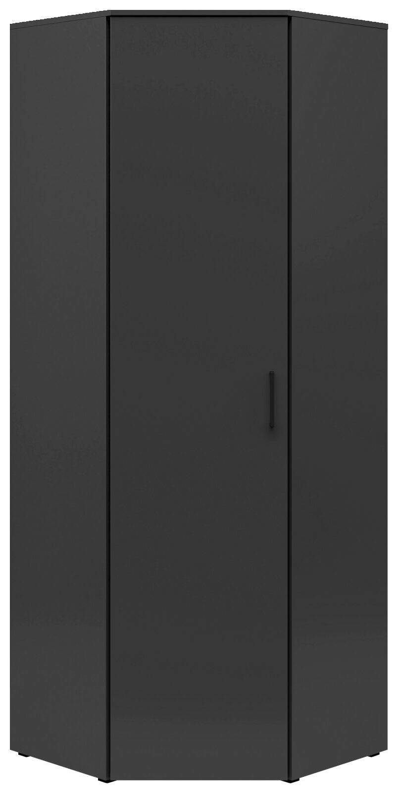 Carryhome Eckschrank MULTISTAURAUM Schwarzer Eckschrank mit einer Tür und einem Griff, frontal betrachtet.