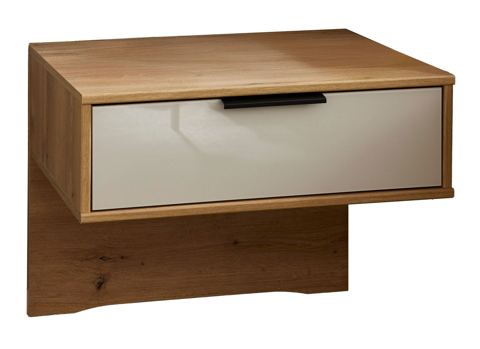 Moderner Nachtschrank aus Holz mit einer Schublade, Frontansicht