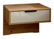 Modern houten nachtkastje met één lade, vooraanzicht