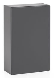 Moderner grauer Hängeschrank aus der Frontalperspektive