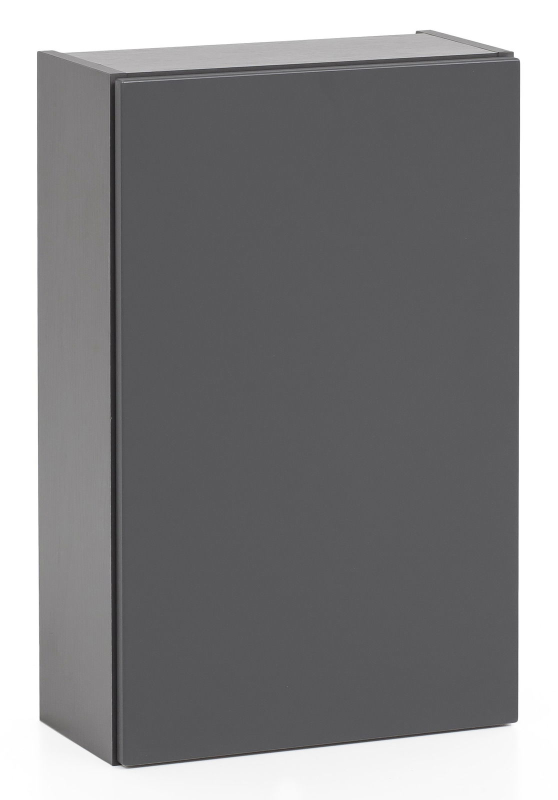 Moderner grauer Hängeschrank aus der Frontalperspektive