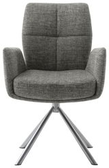 Grauer Sessel mit Metallbeinen, Frontalansicht