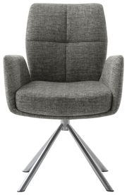 Grauer Sessel mit Metallbeinen, Frontalansicht