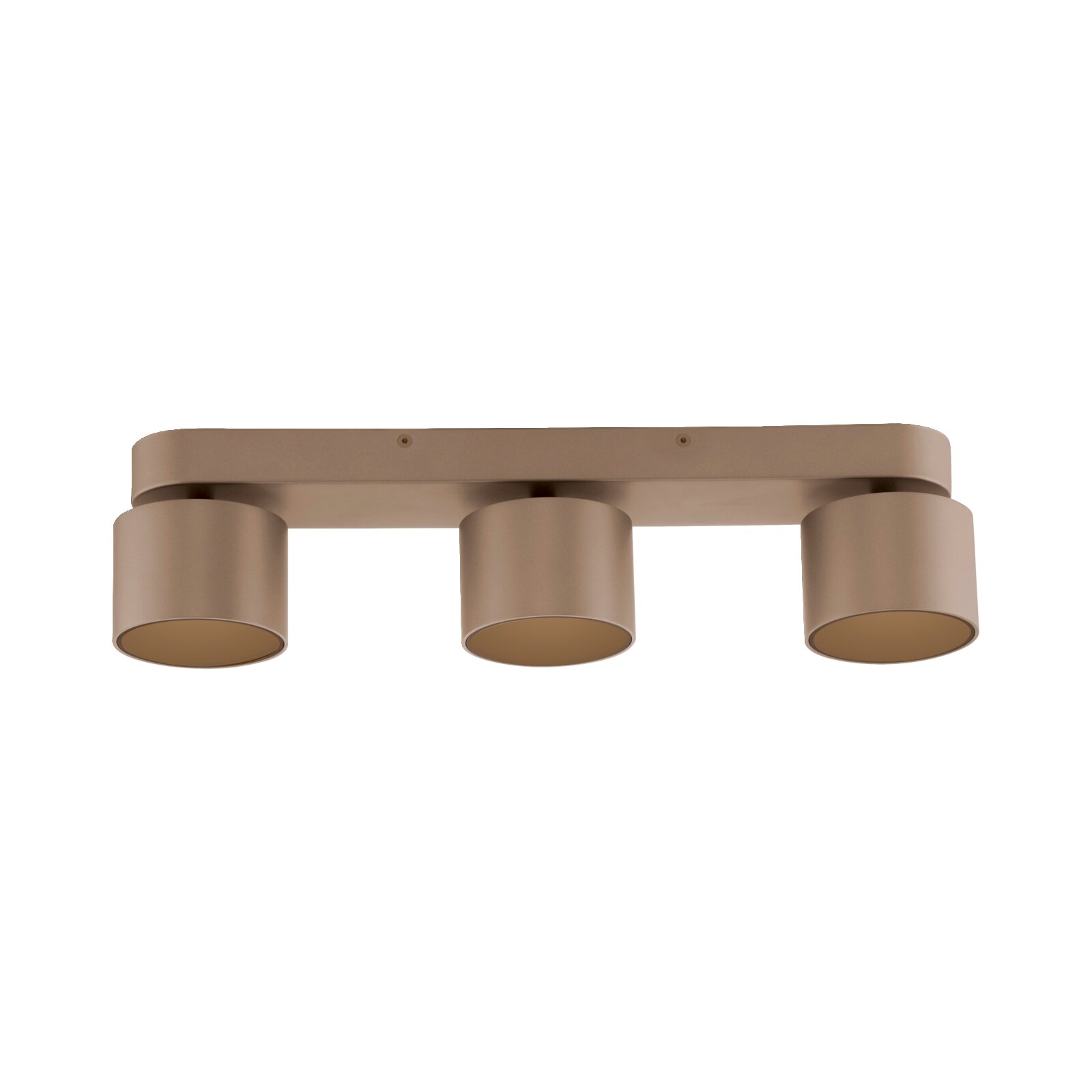 Dreifacher LED-Spot in Bronzeoptik, seitliche Perspektive