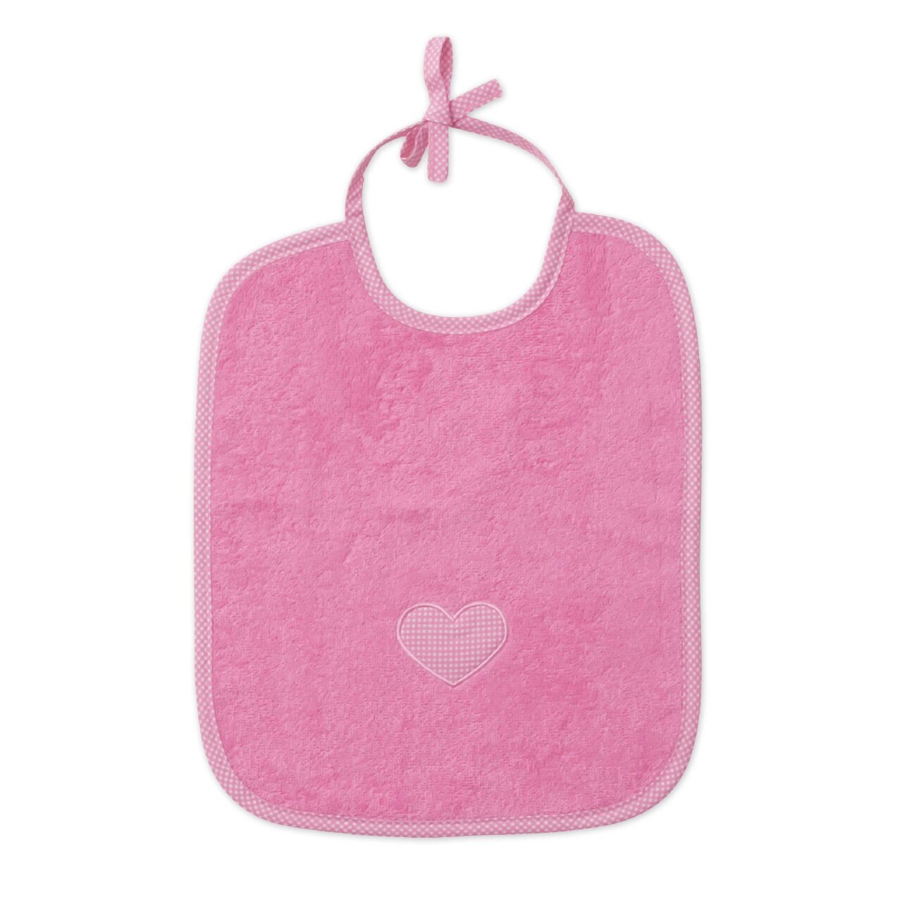 Roze slabbetje met hartjesmotief, vooraanzicht